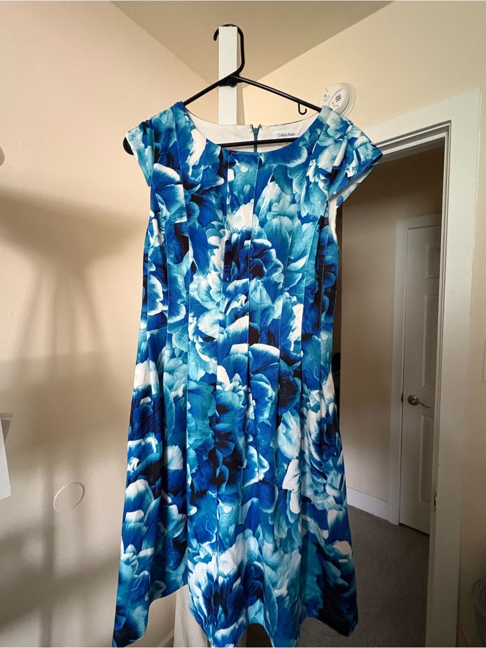 Calvin Klein Blue Floral Cap Sleeve Dress